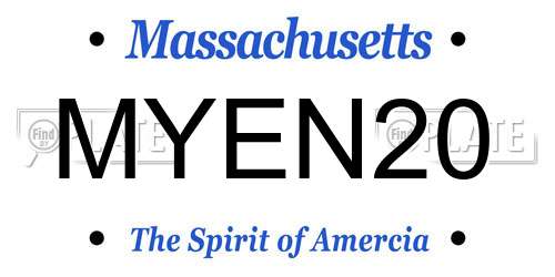 MYEN20 Massachusetts License Plate