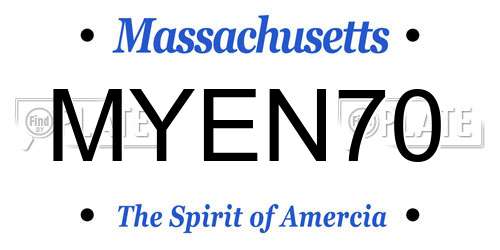 MYEN70 Massachusetts License Plate