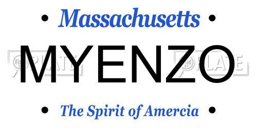 MYENZO Massachusetts License Plate