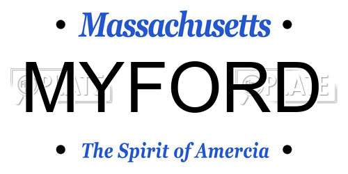 MYFORD Massachusetts License Plate