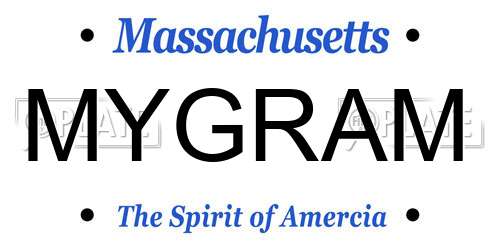 MYGRAM Massachusetts License Plate