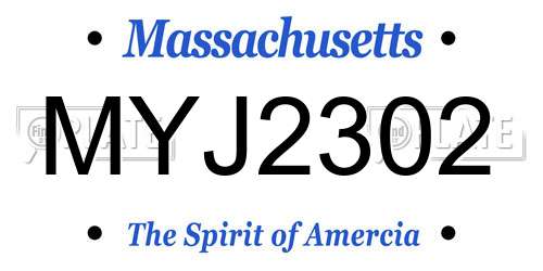 MYJ2302 Massachusetts License Plate