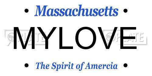 MYLOVE Massachusetts License Plate