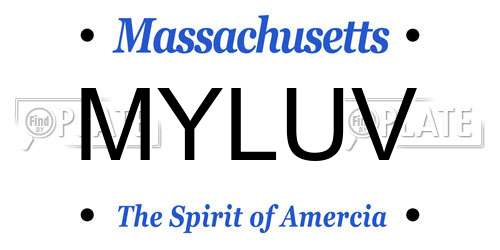 MYLUV Massachusetts License Plate