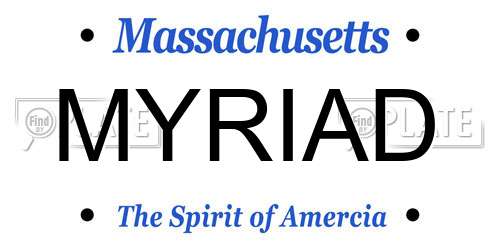 MYRIAD Massachusetts License Plate