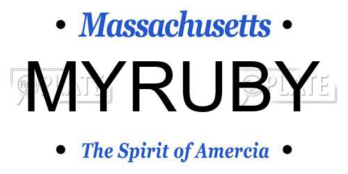 MYRUBY Massachusetts License Plate