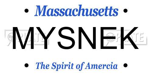 MYSNEK Massachusetts License Plate