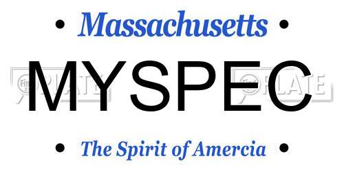 MYSPEC Massachusetts License Plate