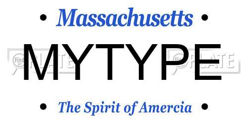 MYTYPE Massachusetts License Plate