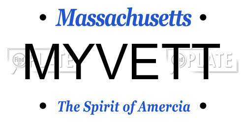 MYVETT Massachusetts License Plate