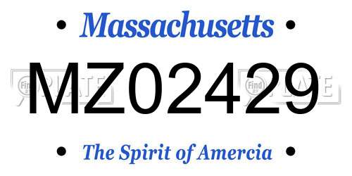 MZ02429 Massachusetts License Plate