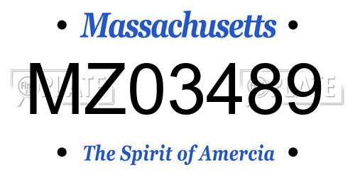 MZ03489 Massachusetts License Plate