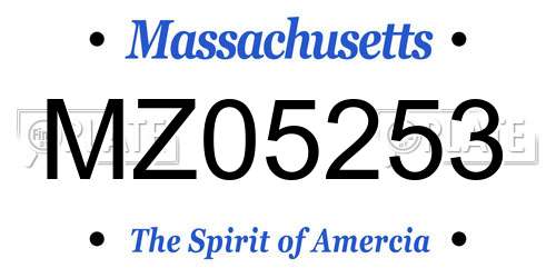 MZ05253 Massachusetts License Plate