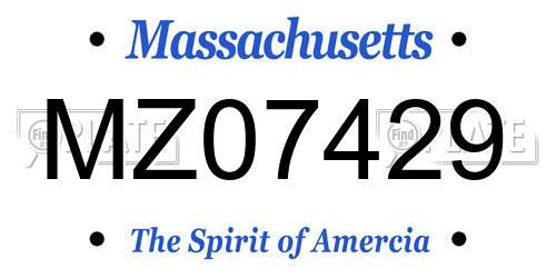 MZ07429 Massachusetts License Plate