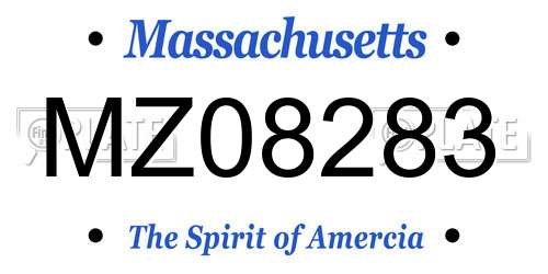 MZ08283 Massachusetts License Plate