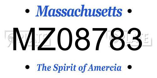 MZ08783 Massachusetts License Plate