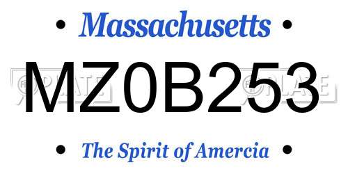 MZ0B253 Massachusetts License Plate