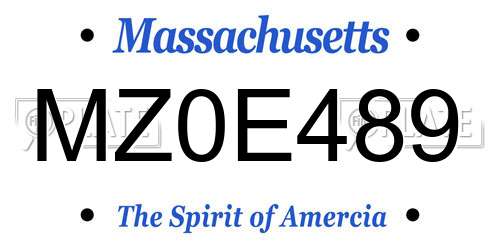 MZ0E489 Massachusetts License Plate