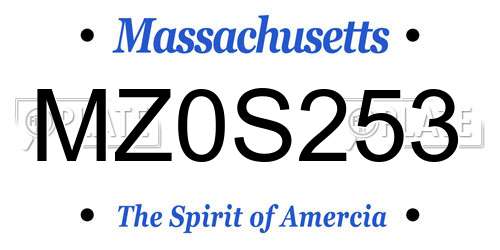 MZ0S253 Massachusetts License Plate