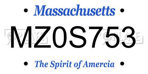 MZ0S753 Massachusetts License Plate
