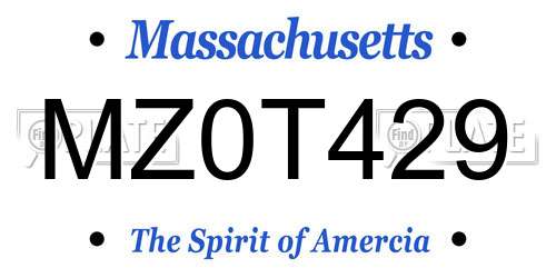 MZ0T429 Massachusetts License Plate