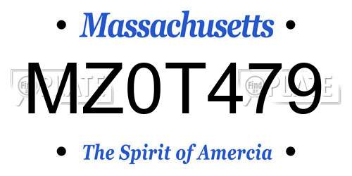 MZ0T479 Massachusetts License Plate