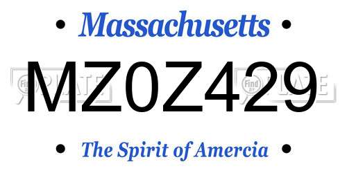 MZ0Z429 Massachusetts License Plate