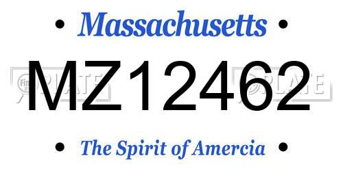 MZ12462 Massachusetts License Plate