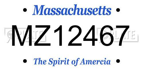 MZ12467 Massachusetts License Plate