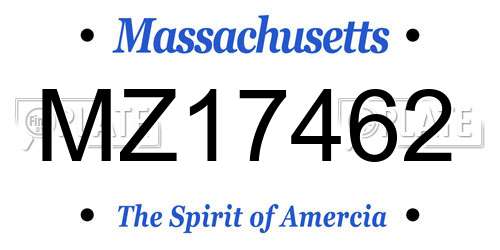 MZ17462 Massachusetts License Plate