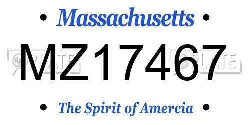 MZ17467 Massachusetts License Plate