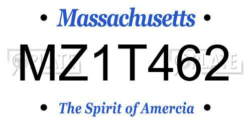 MZ1T462 Massachusetts License Plate