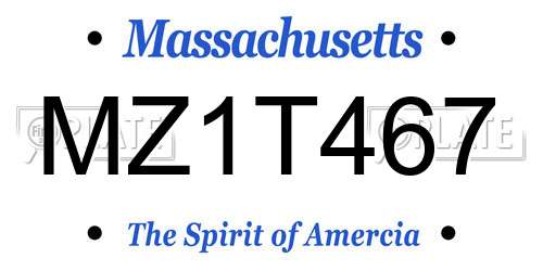 MZ1T467 Massachusetts License Plate