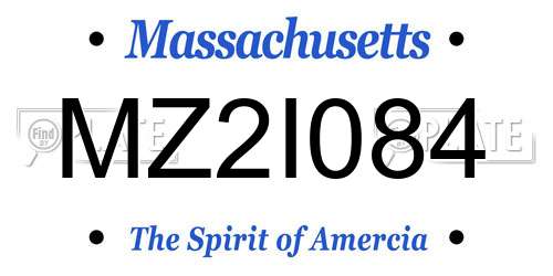 MZ2I084 Massachusetts License Plate