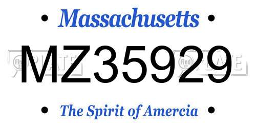 MZ35929 Massachusetts License Plate