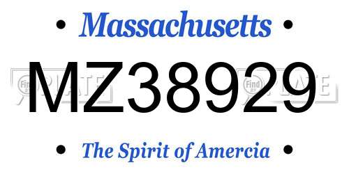 MZ38929 Massachusetts License Plate