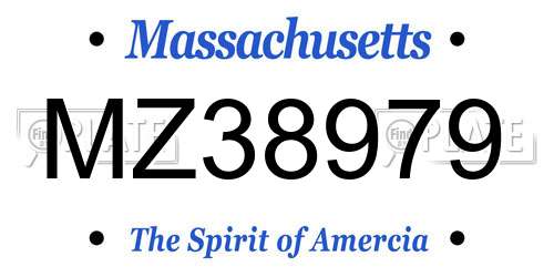 MZ38979 Massachusetts License Plate