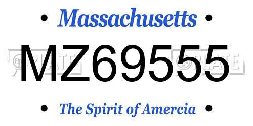 MZ69555 Massachusetts License Plate