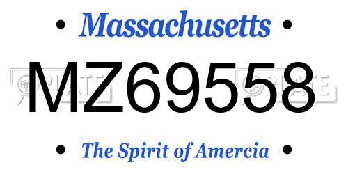 MZ69558 Massachusetts License Plate