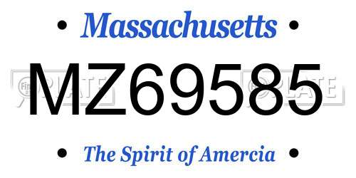 MZ69585 Massachusetts License Plate