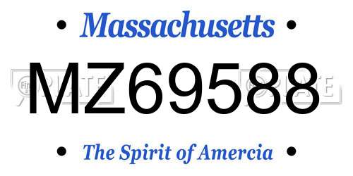 MZ69588 Massachusetts License Plate