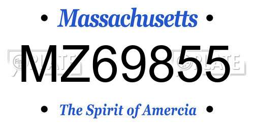 MZ69855 Massachusetts License Plate