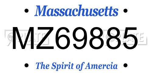 MZ69885 Massachusetts License Plate