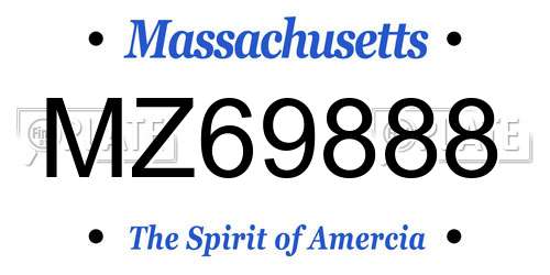 MZ69888 Massachusetts License Plate
