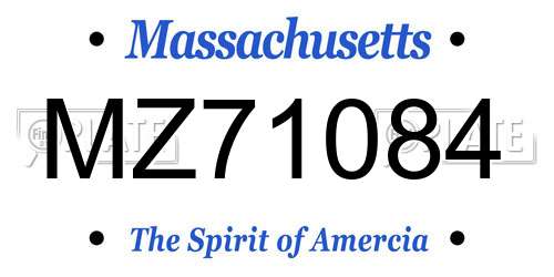 MZ71084 Massachusetts License Plate