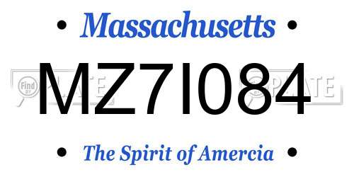 MZ7I084 Massachusetts License Plate