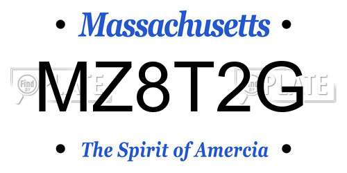 MZ8T2G Massachusetts License Plate
