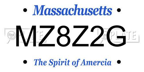 MZ8Z2G Massachusetts License Plate