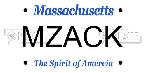 MZACK Massachusetts License Plate