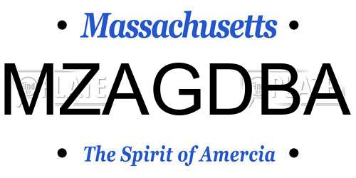 MZAGDBA Massachusetts License Plate